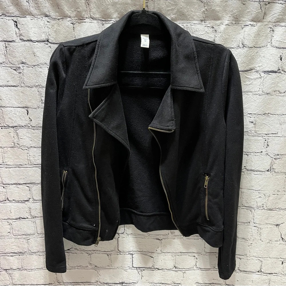 OLD NAVY Girls Black Moto Jacket Zip Up Cotton Polyester Size XXL (16)